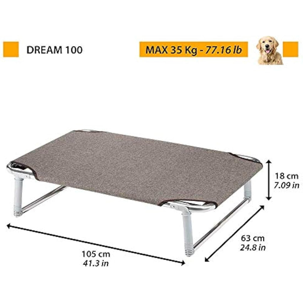 Ferplast Dream 100 Dog Bed – Foldable Aluminium Frame Cot, 105x63cm