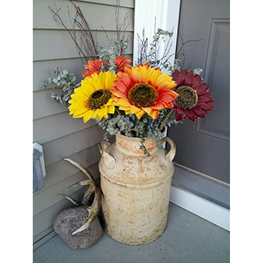 Briful 6-Pack Large Silk Sunflowers | 33" Tall Faux Floral Arrangement