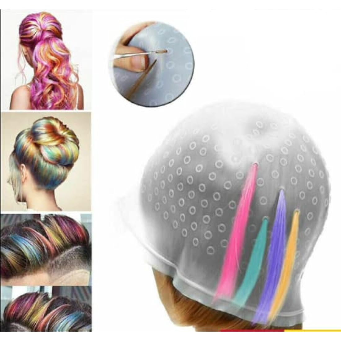 MAGICAP Pro Silicone Highlighting Cap with Hook – Clear Salon Frosting Tool