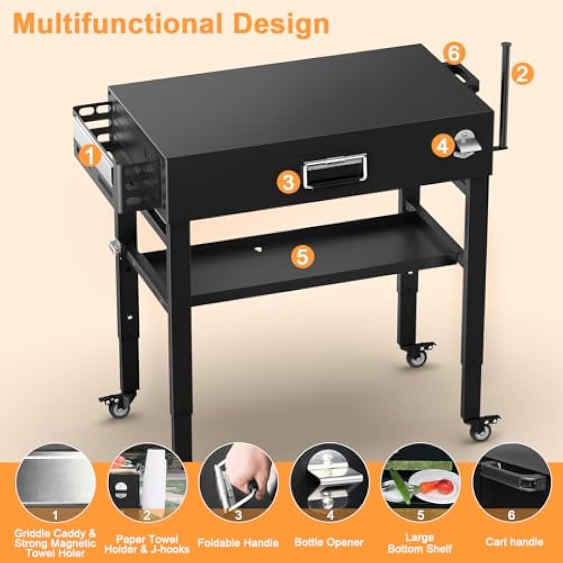 Jolof Store Portable Grill Cart – Folding Stand for Ninja Woodfire & Blackstone