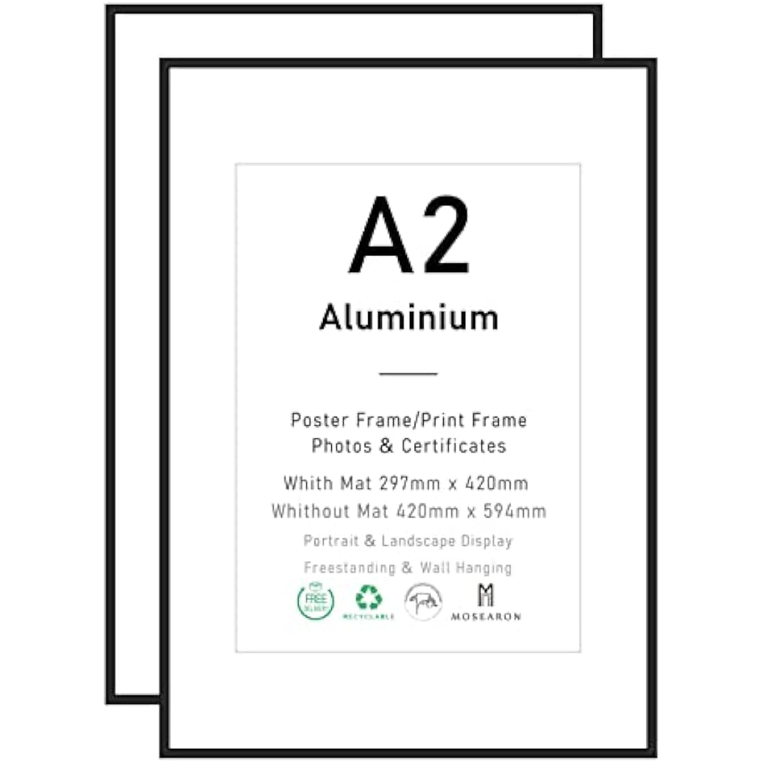 Jolof Store A2 Black Aluminium Certificate & Poster Frames | Set of 2