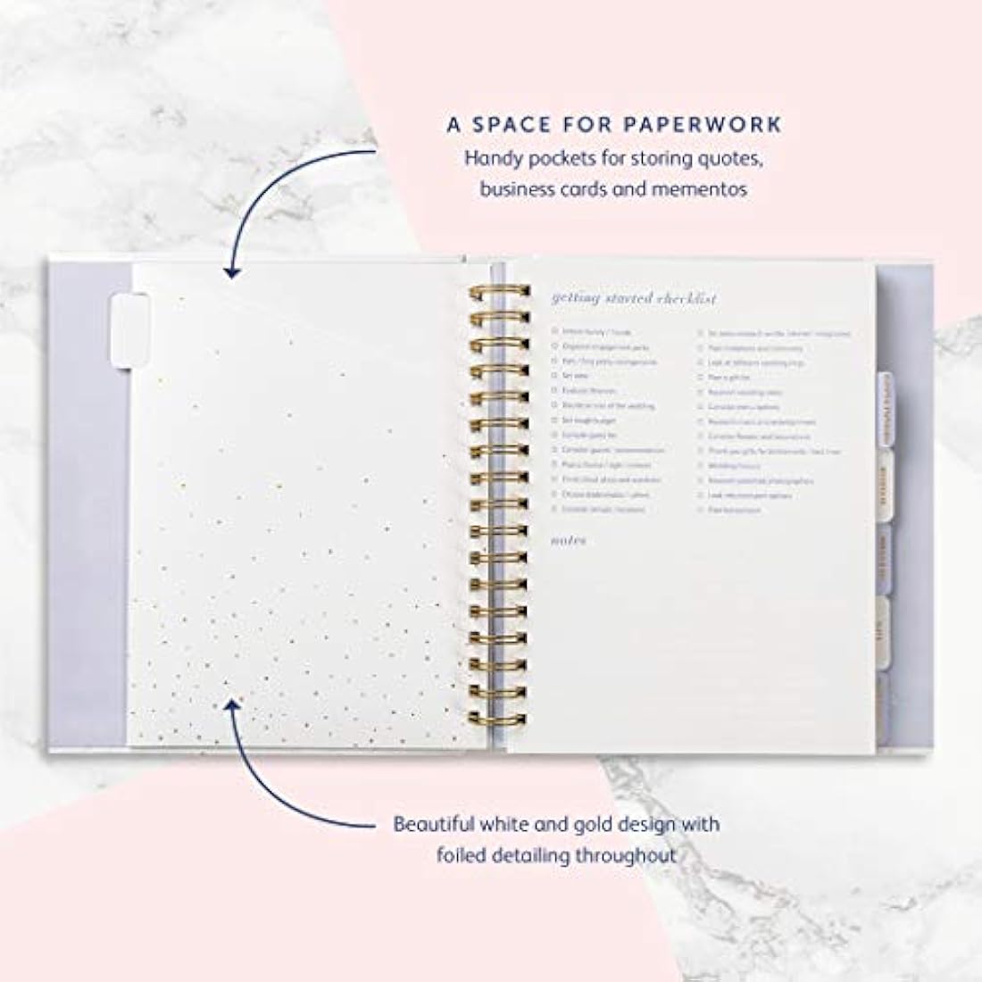 Busy B Wedding Planner – White & Gold Spiral-Bound Bridal Organiser