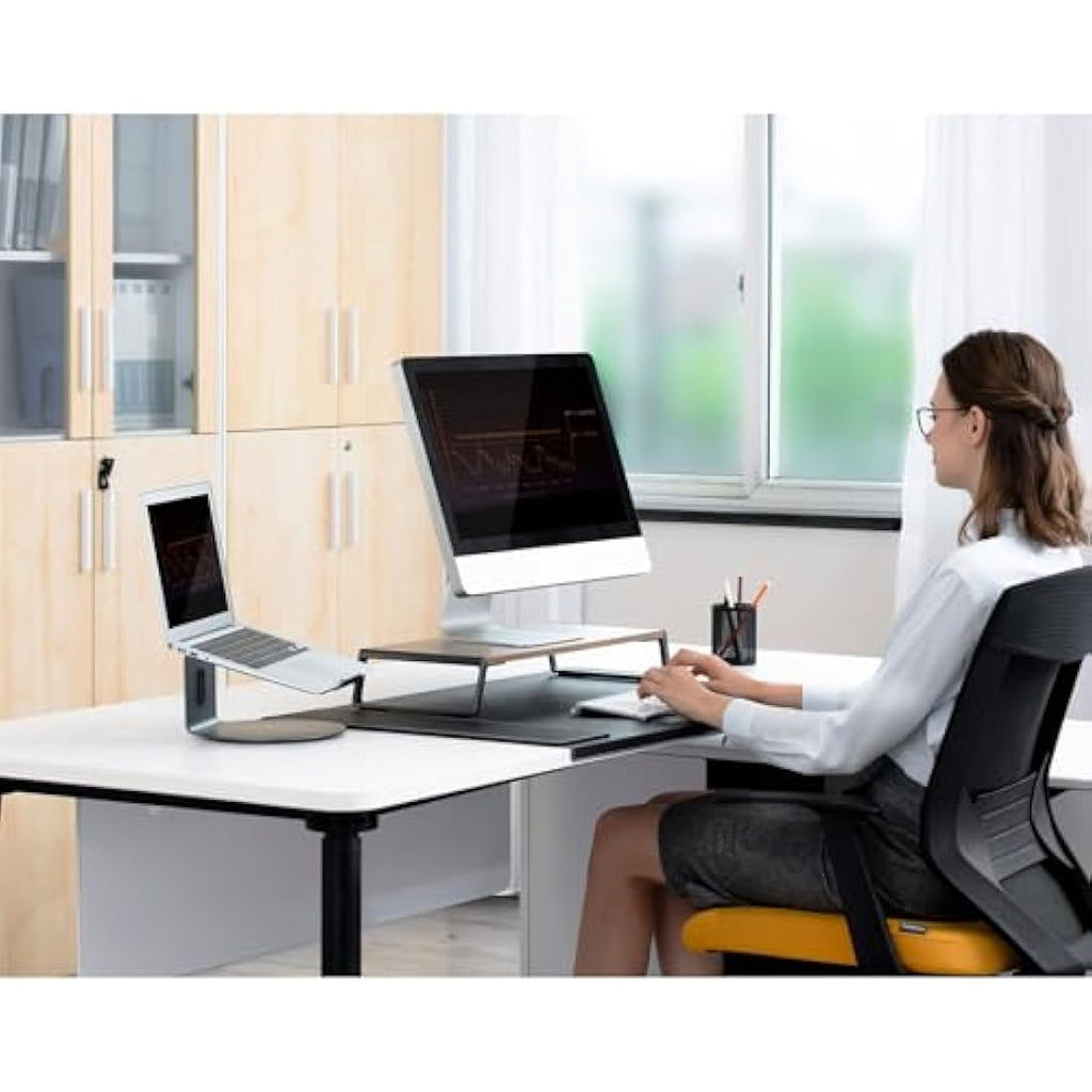 ThingyClub Monitor Stand Riser | Ergonomic MDF & Aluminum Desk Organizer