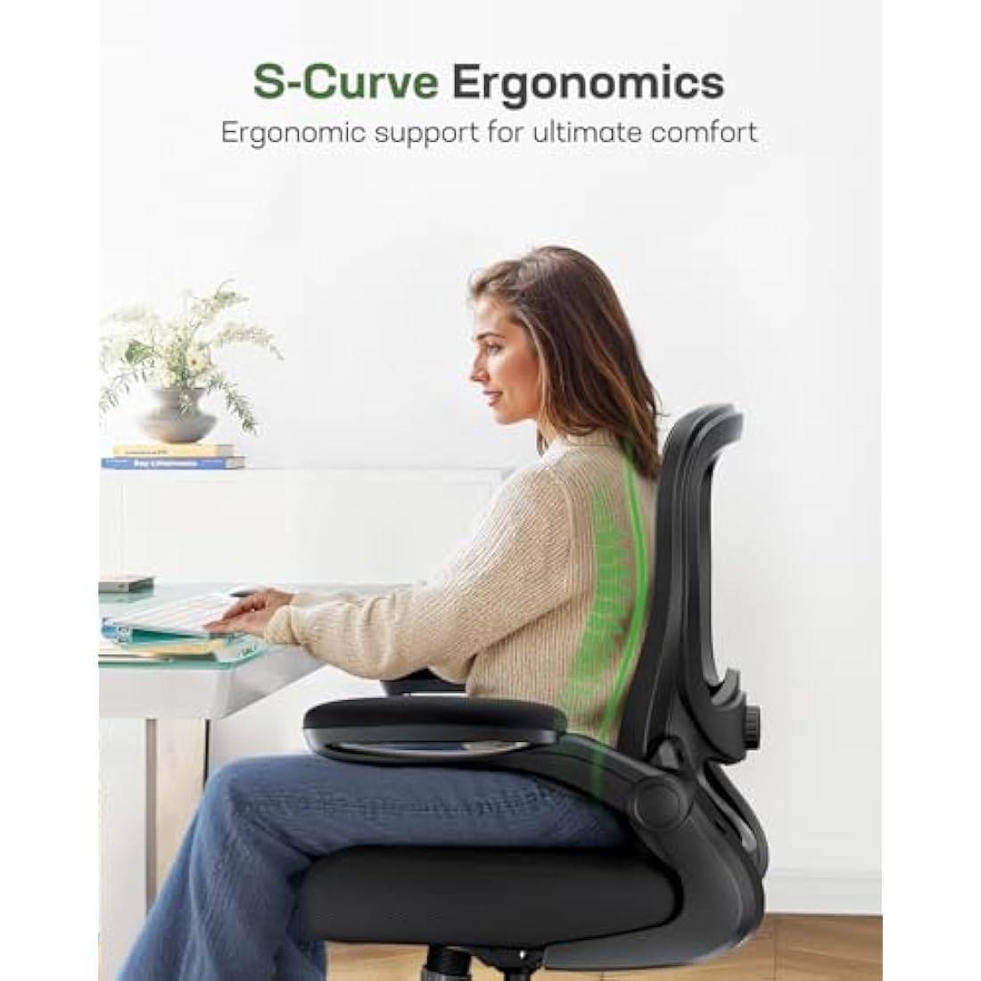 Marsail Ergonomic Office Chair | 3D Lumbar Support & Flip-up Arms