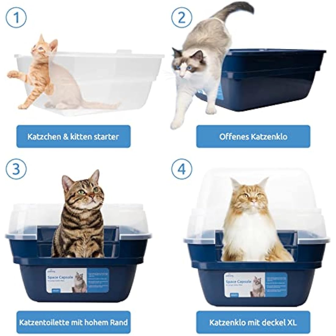 Petfamily 3-in-1 Cat Litter Box – Large Foldable Hooded Anti-Leak Tray