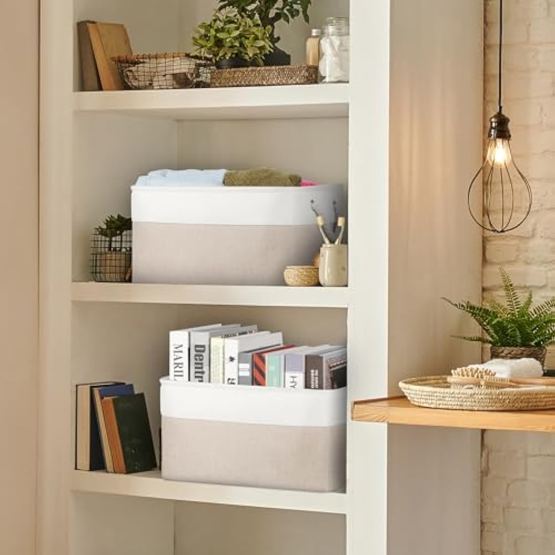 Syeeiex Fabric Storage Bins for Shelves | 3-Pack Foldable Baskets