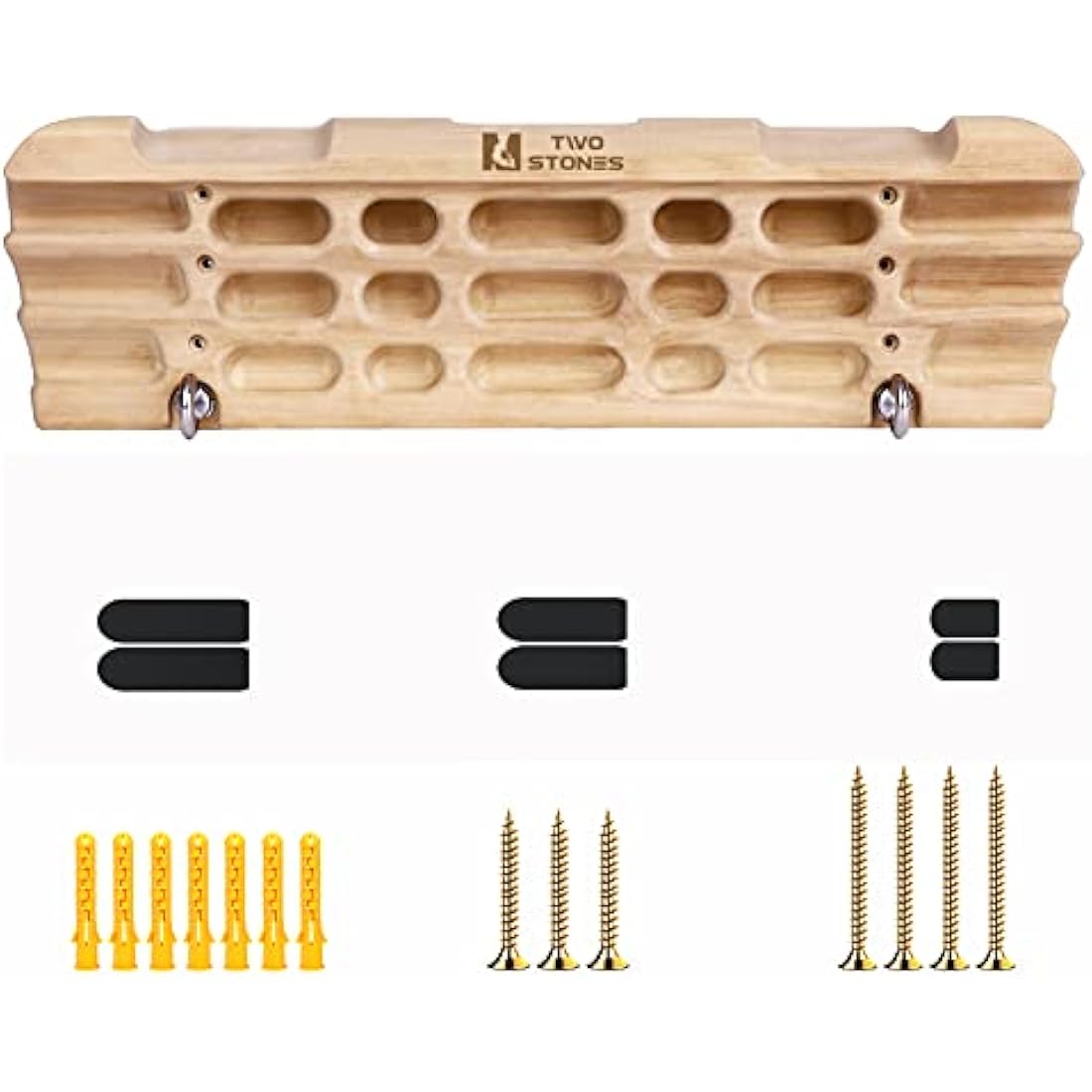 Wood Rock Climbing Hangboard with Phone Holder and Jugs