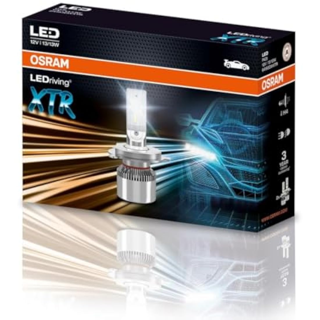 OSRAM LEDriving XTR H4 LED Headlight Bulbs – 6000K Cool White (2 Pack)