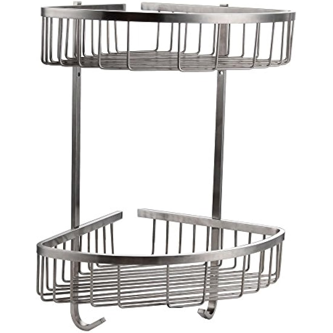 Konhard 2-Tier Corner Shower Basket – Brushed Stainless Steel Shelf