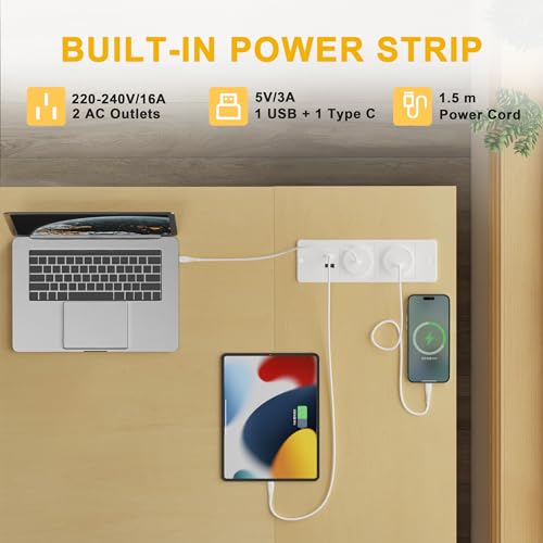 BEXEVUE L-Shaped Computer Desk with Power Outlets & Storage Shelves