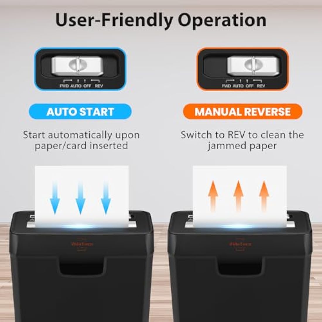 VidaTeco Strip Cut Paper Shredder | 6-Sheet Home Office Machine with 10L Bin