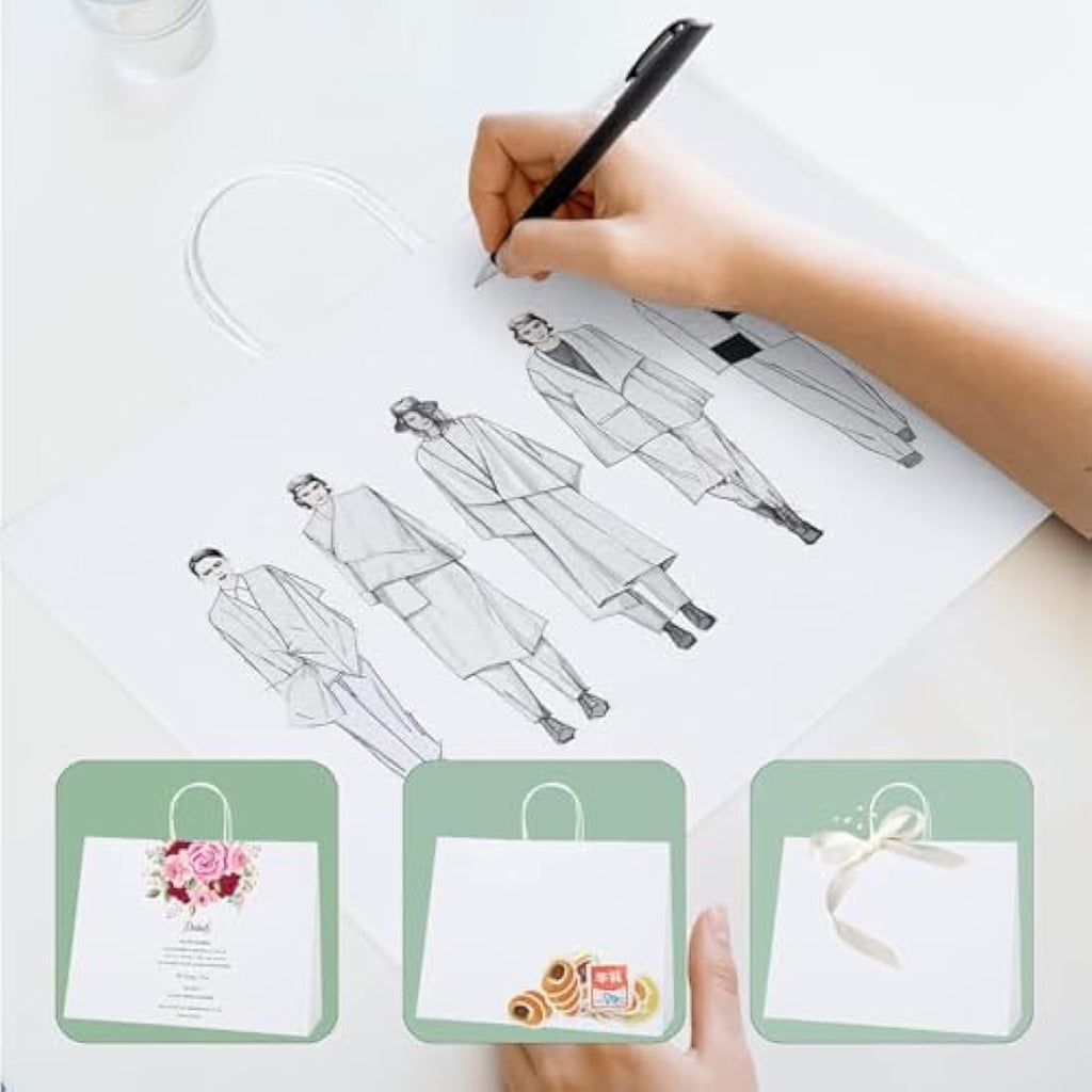 Switory White Kraft Paper Gift Bags with Handles, 16x6x12 Inch, 25 Pcs