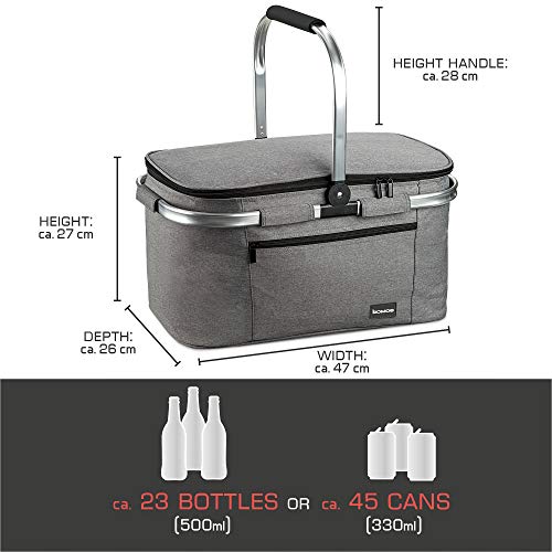 bomoe Insulated Picnic Basket – 32L Foldable Thermal Cooler Bag with Ice Packs