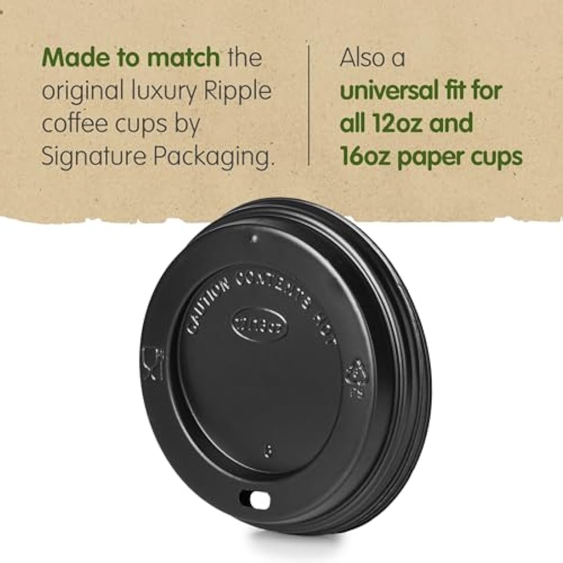 Signature Packaging Ripple Coffee Cup Lids | 12oz & 16oz | 500 Pack