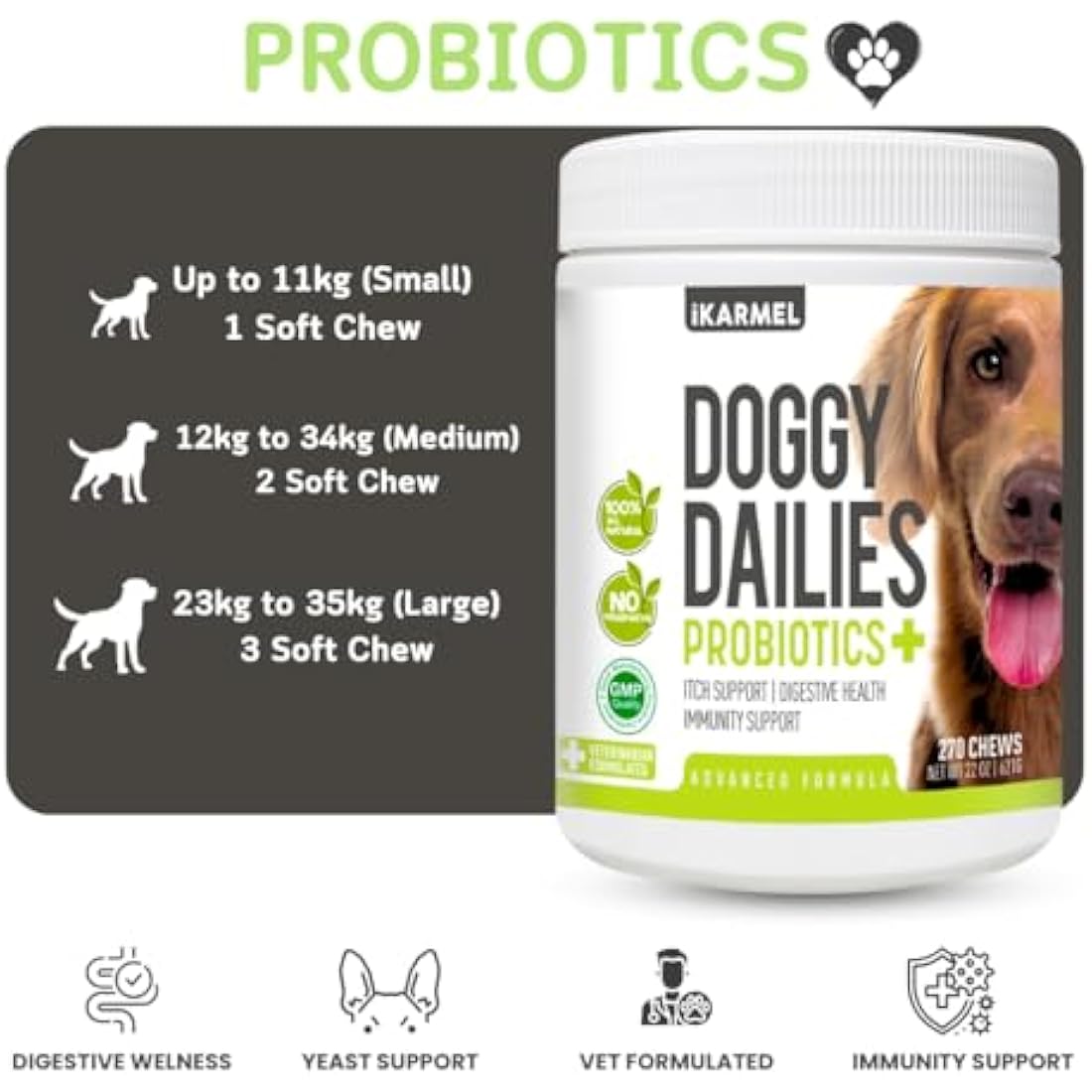 Doggy Dailies Probiotics for Dogs – Digestive & Immune Support Chews
