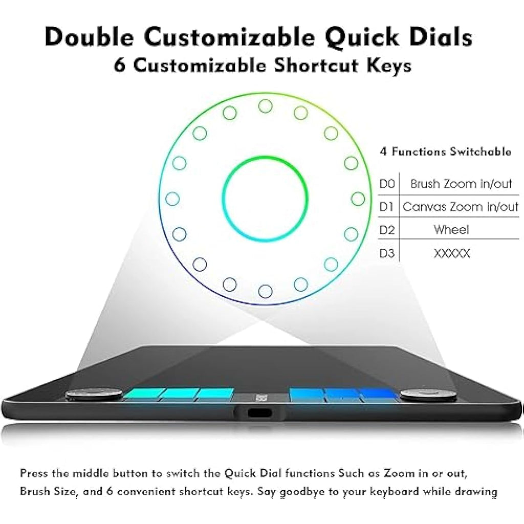VEIKK VK1060PRO Drawing Tablet | 10x6 Inch Graphic Pad with 2 Scroll Wheels