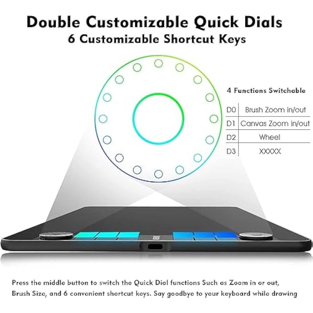 VEIKK VK1060PRO Drawing Tablet | 10x6 Inch Graphic Pad with 2 Scroll Wheels