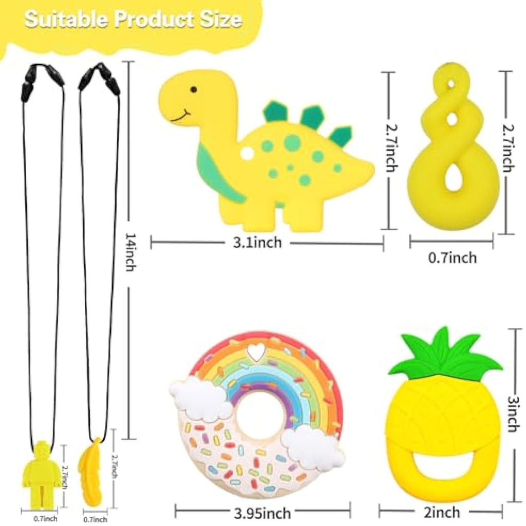 Jolof Store Sensory Chew Necklace - 6 Pack Food Grade Silicone Teethers