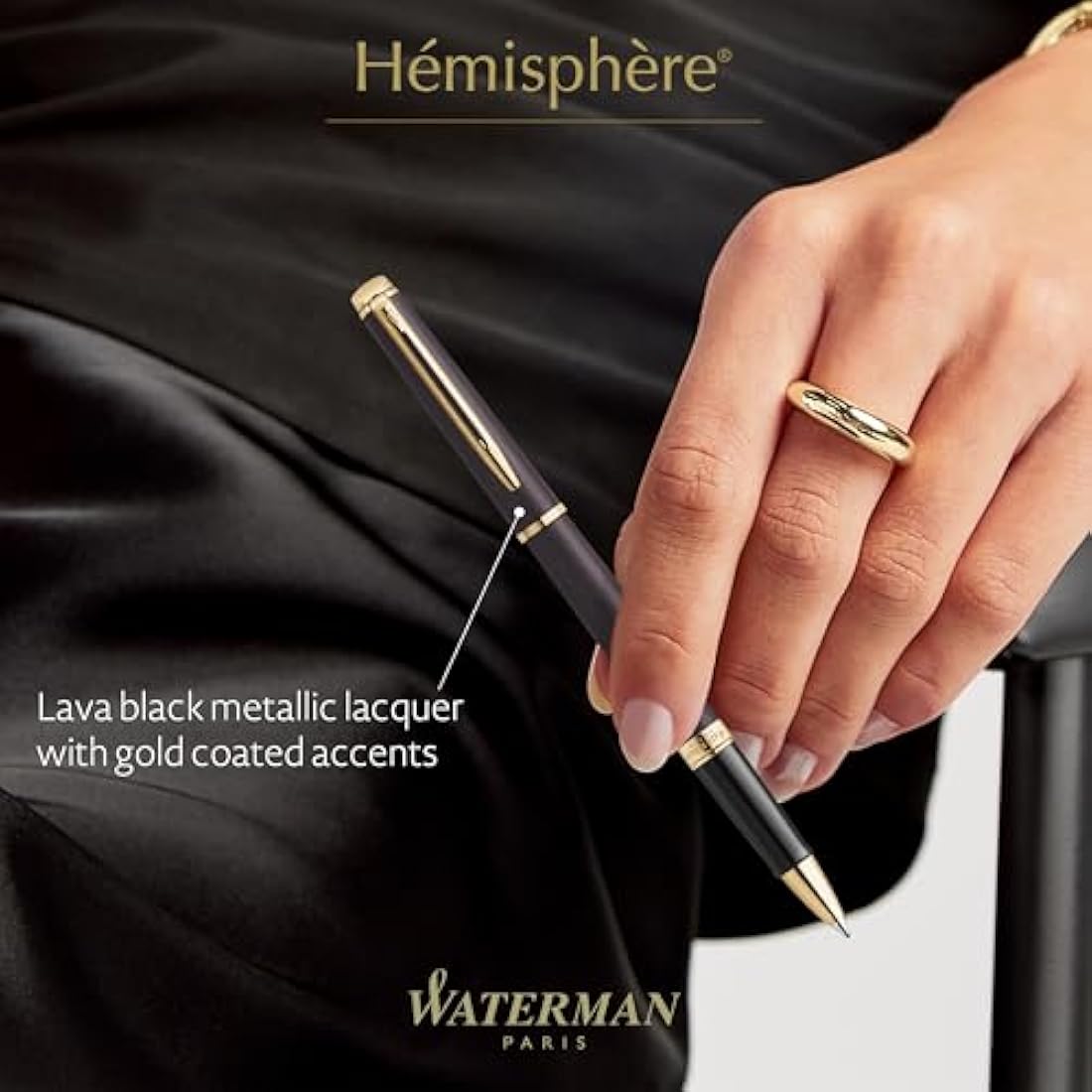 Waterman Hémisphère Rollerball Pen – Lava Black Fine Point Luxury Gift