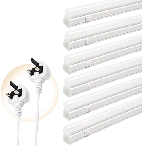 4FT LED Batten Lights | 6-Pack 18W T5 Garage Workshop Lighting