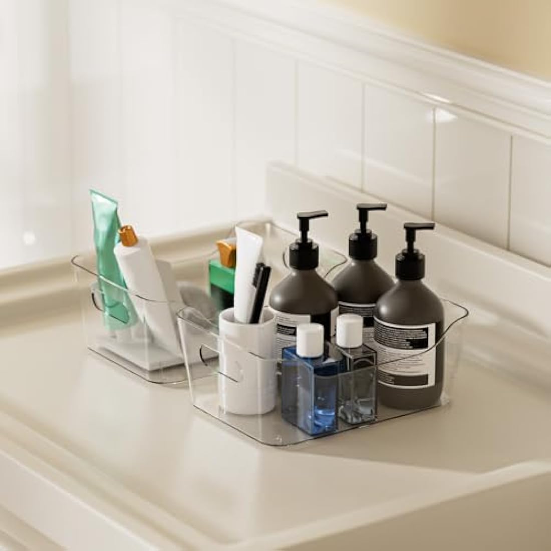 Jolof Store 12-Piece Clear Plastic Storage Bins for Kitchen & Makeup