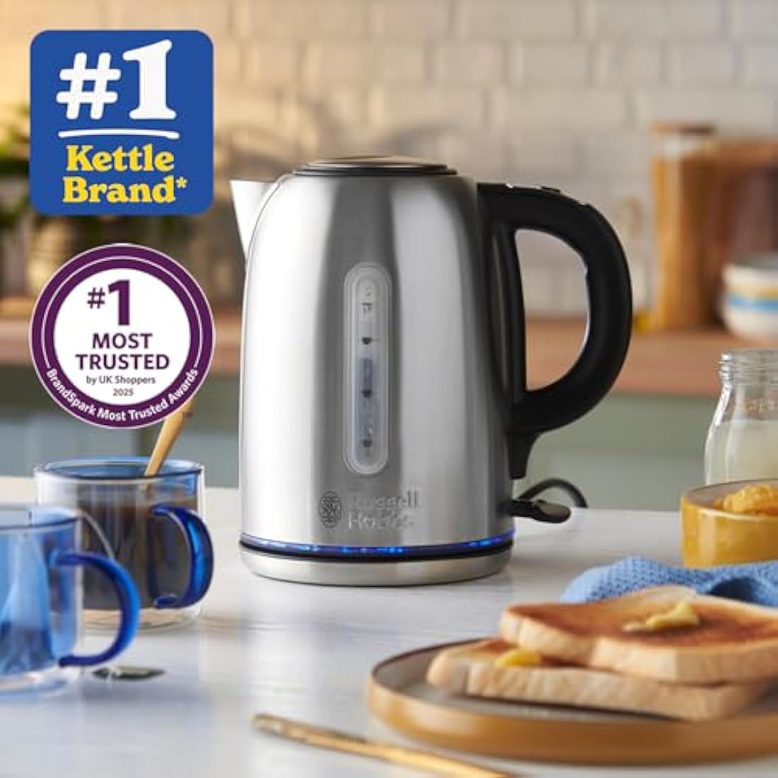Russell Hobbs 1.7L Electric Kettle – Quiet Boil Stainless Steel