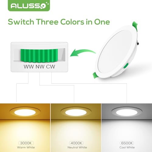 ALUSSO 22W LED Recessed Downlights | IP44 Ultra Slim CCT Dimmable - 6 Pack