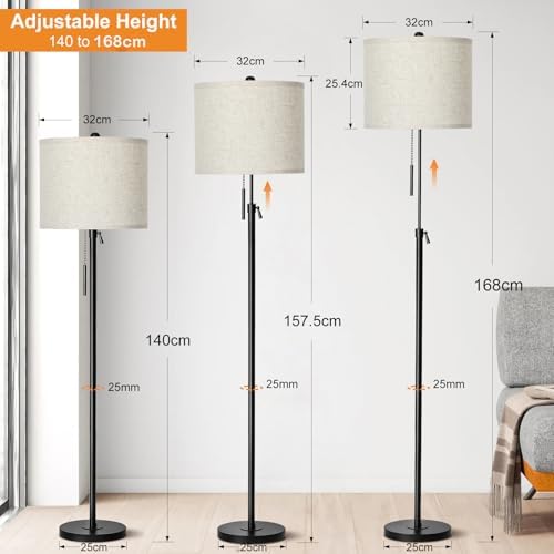 Modern Floor Lamp | Height Adjustable Standing Lamp with Bulb