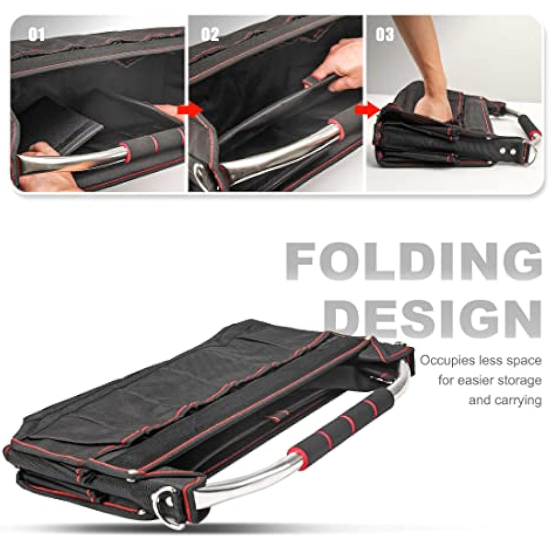 HAUTMEC 18 Inch Foldable Tool Tote Bag | 27 Pockets & Molded Base