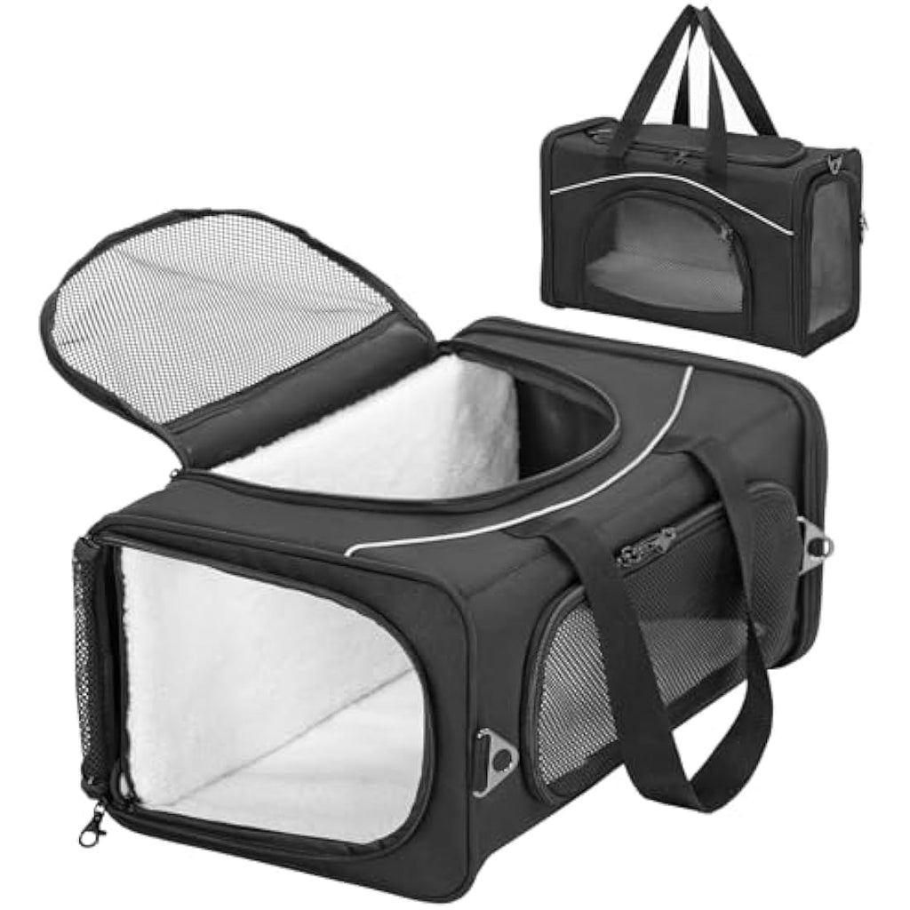 Petsfit Airline Approved Cat Carrier – Foldable Soft-Sided Pet Bag, Black