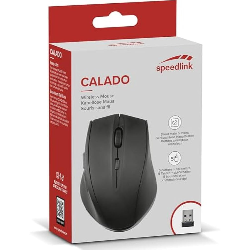 Speedlink Calado Silent Wireless Mouse – 1600 DPI Ergonomic Black