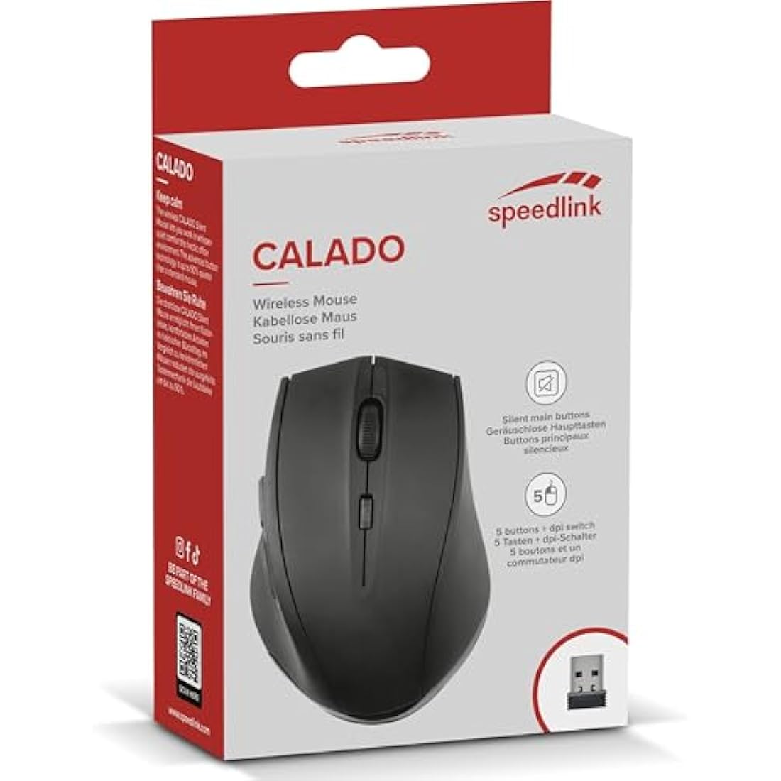 Speedlink Calado Silent Wireless Mouse – 1600 DPI Ergonomic Black