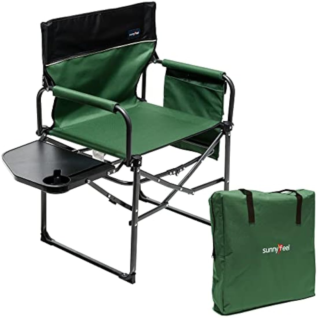 Sunnyfeel Heavy Duty Camping Director Chair with Side Table - Green