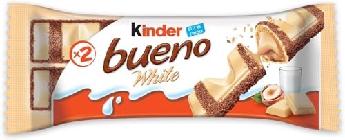 Kinder Bueno White Chocolate Hazelnut Wafer Bars - Bulk Pack of 60
