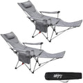 WEJOY Folding Reclining Camping Chairs with Footrest, Grey Padded - Set of 2