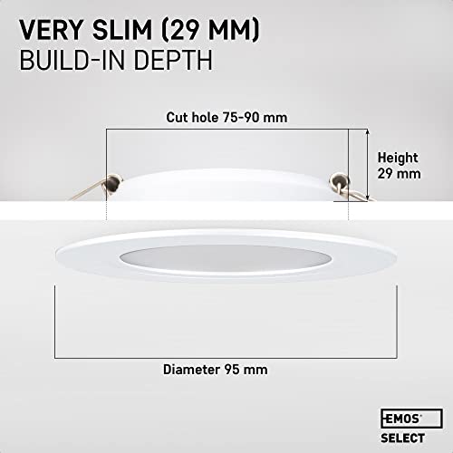 EMOS LED Recessed Downlights - 5W 500lm IP54 Waterproof Cold White - Set of 6