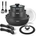 BEZIA 13-Piece Nonstick Cookware Set | Induction Pans with Detachable Handle