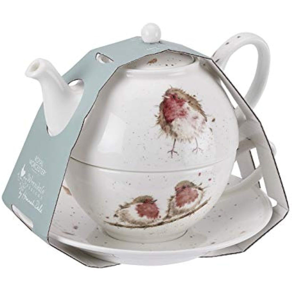 Wrendale Designs Robins Tea for One Set | Bone China Teapot & Saucer