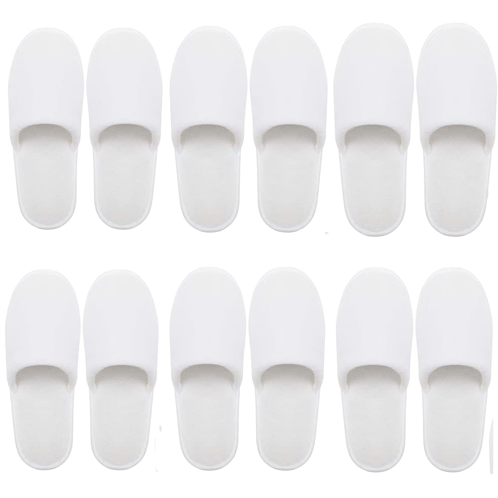 Disposable Spa Slippers – 6 Pairs White Coral Fleece
