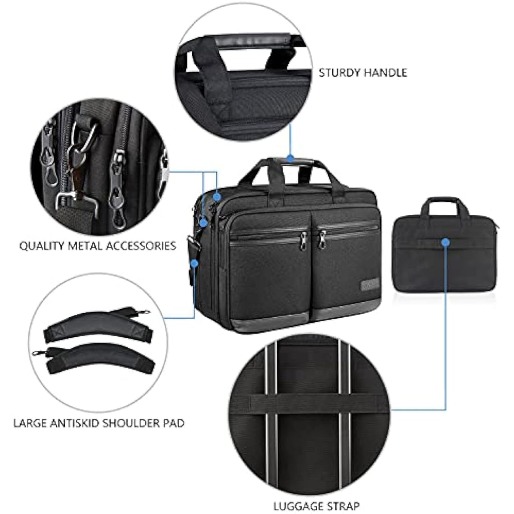 KROSER 17.3 Inch Laptop Briefcase – Expandable Water-Repellent Bag