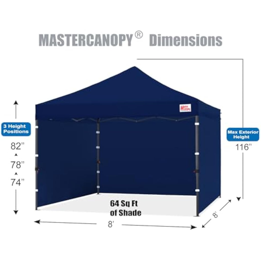 MasterCanopy Heavy Duty Pop-up Gazebo with Sidewalls, 2.5x2.5M Navy Blue
