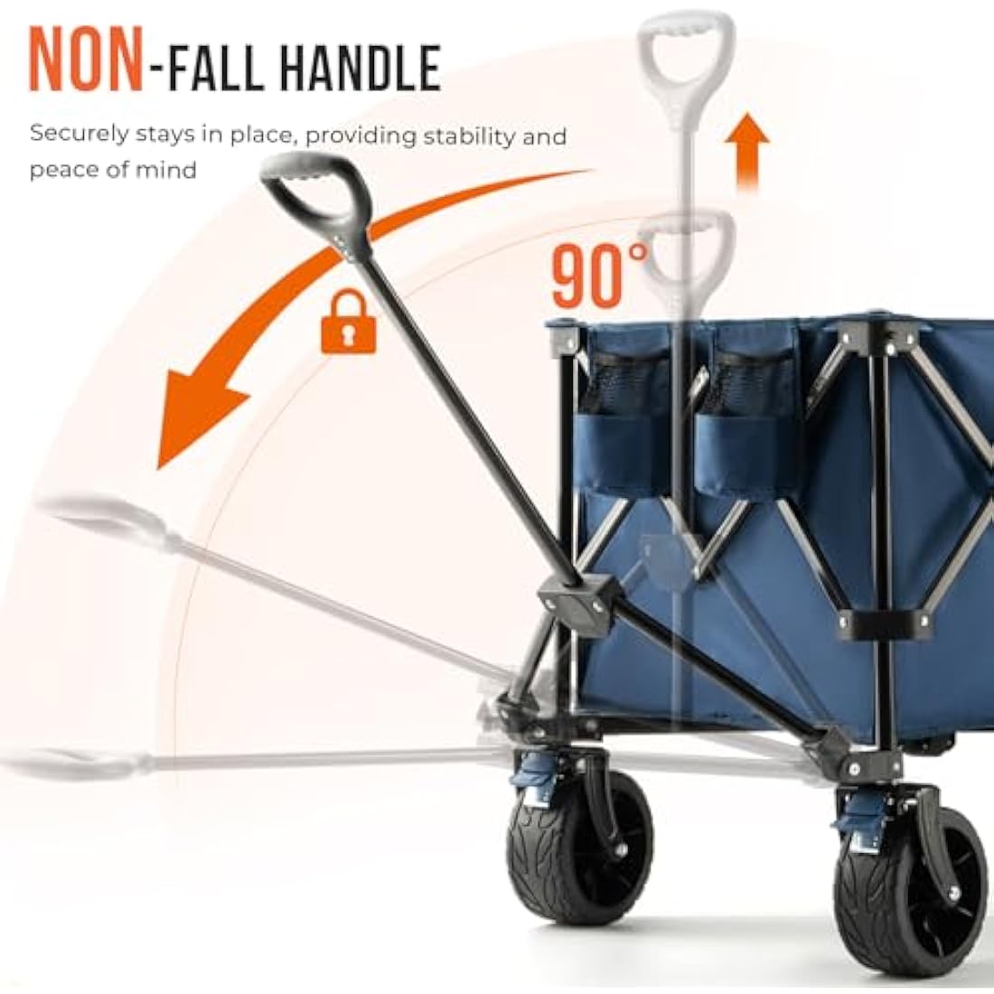 Overmont 300L Folding Wagon – Heavy Duty All-Terrain Beach Cart, Blue