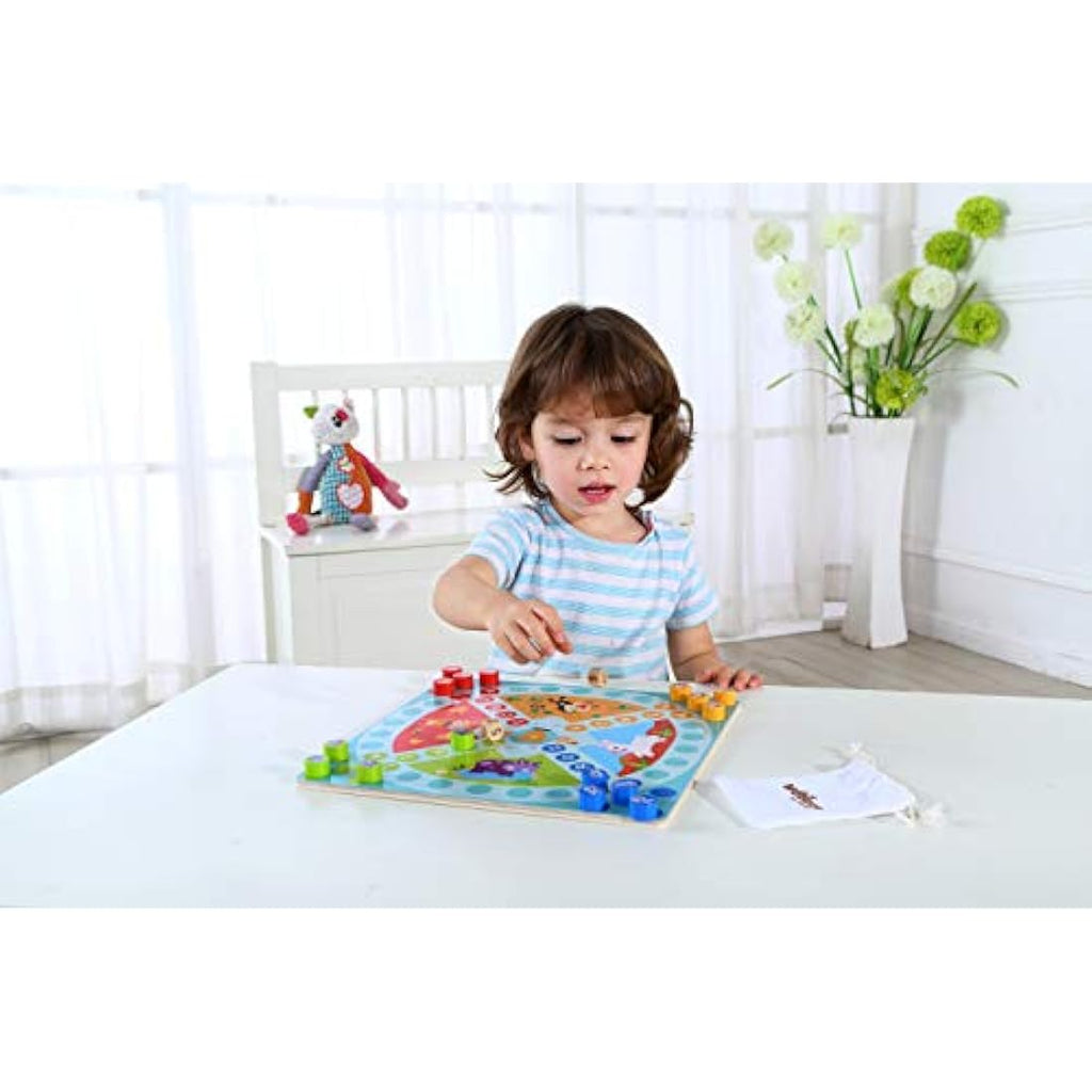 The Wooden Toy Factory 2-in-1 Snakes & Ladders Wooden Board Game
