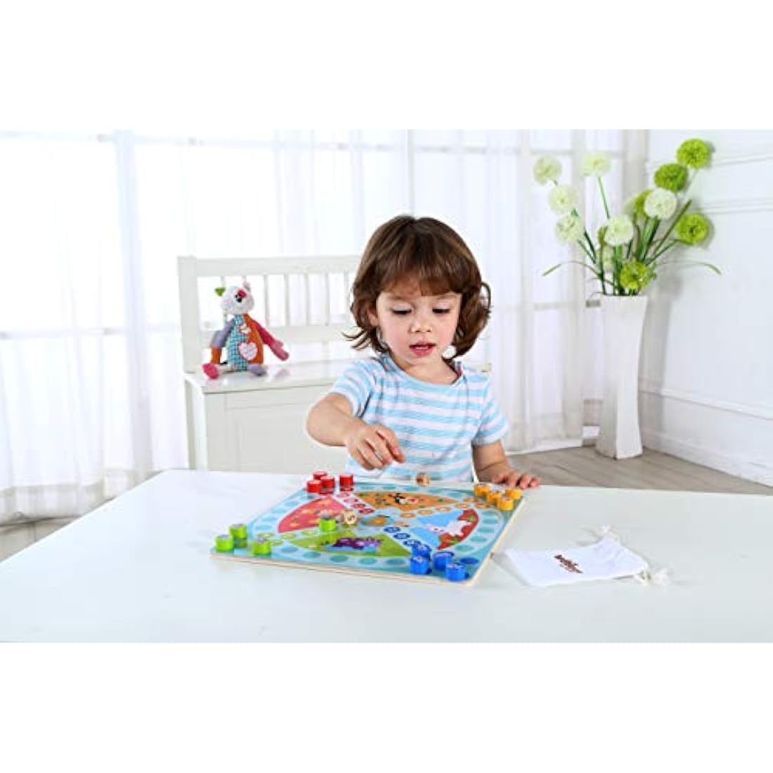 The Wooden Toy Factory 2-in-1 Snakes & Ladders Wooden Board Game