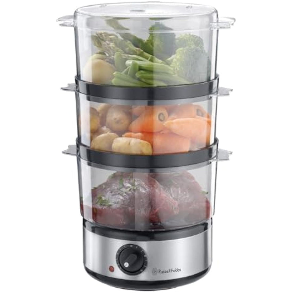 Russell Hobbs 3-Tier Electric Food Steamer | 7L Stainless Steel, 400W