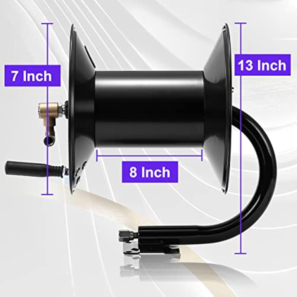 Tool Daily 150 FT Pressure Washer Hose Reel | Heavy Duty Steel 4000 PSI
