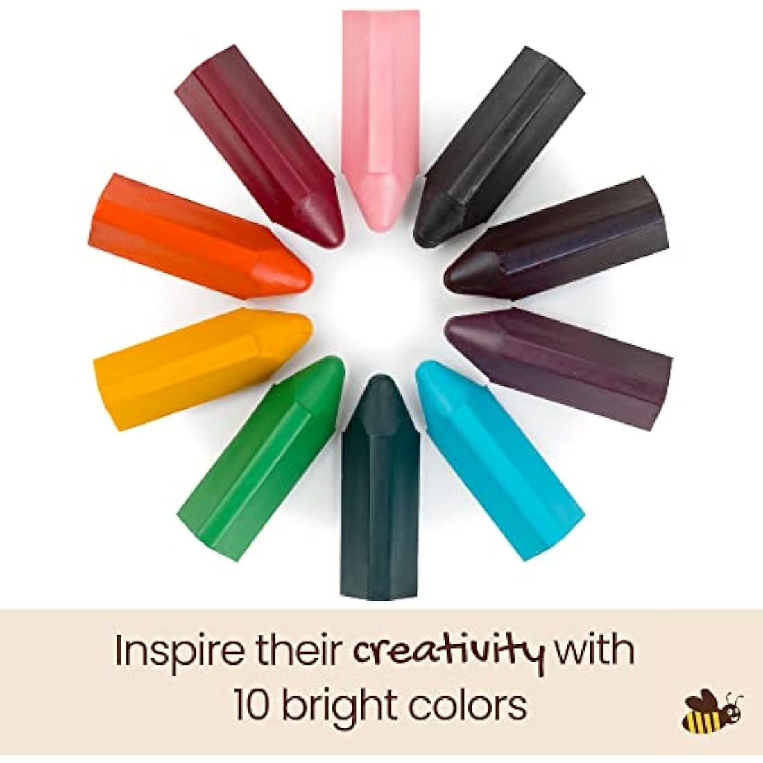Honeysticks Triangular Beeswax Crayons – Non-Toxic Toddler Art (10 Pack)