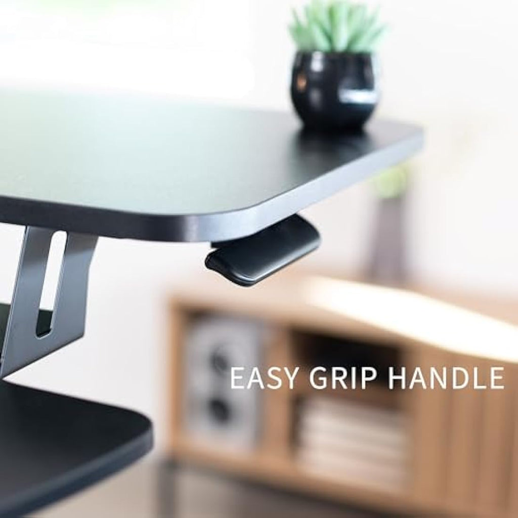 VIVO 91cm Standing Desk Converter | Dual Monitor Mount Riser - Black