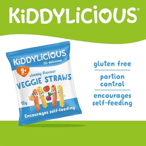 Kiddylicious Cheesy Veggie Straws – Vegan & Gluten Free Snacks, 9 Pack