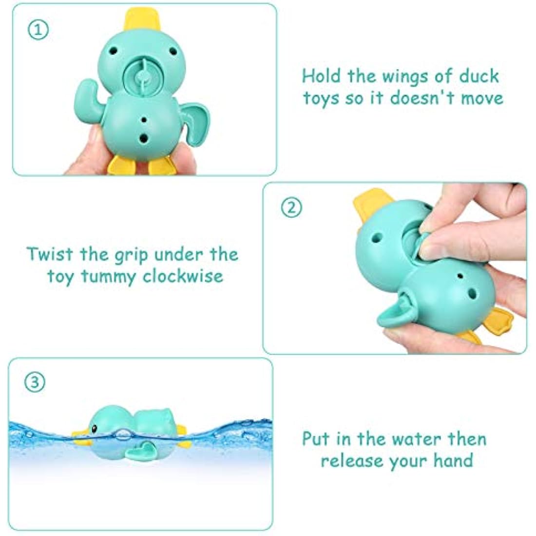 BelleStyle Wind Up Duck Bath Toys - 3 Pack Floating Water Toys for Toddlers